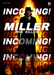 a poster for miller the killer shows a man in a hat