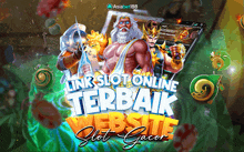 an advertisement for a slot website called link slot online terbaik