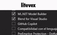 a screenshot of a program that says litevex