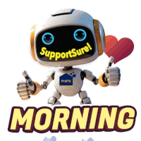 a robot giving a thumbs up with the words morning below