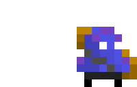 a pixel art drawing of a blue and purple object