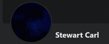 a blue circle with the name stewart carl below it