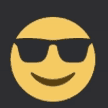 a yellow smiley face wearing sunglasses on a black background .