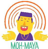 a cartoon of a man with the words " moh-maya " on the bottom