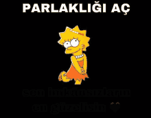 a cartoon of lisa simpson is kneeling down on a black background with a quote .