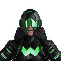 a man in a black and green superhero costume