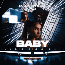 a poster for madison beer 's baby shows a woman in a ponytail