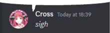 a speech bubble says cross today at 16:39 sigh