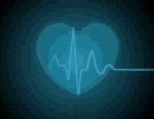 a blue heart with a heartbeat line coming out of it