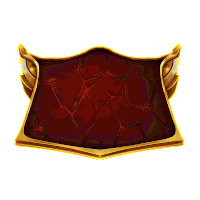 a red and gold shield with wings on the sides