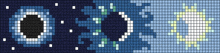 a pixel art of a black hole , moon and sun