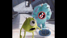 mike and sully from monsters inc are looking at each other