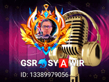 a gsr sy a wir advertisement with a gold microphone