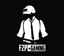 a silhouette of a man with a helmet and the words f2p gaming below him