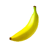 a yellow banana with a green stem on a white background .