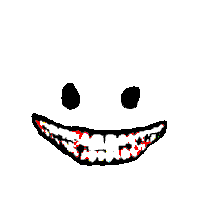 a drawing of a smiley face with blood coming out of it 's mouth .