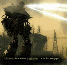 ukristen detected on vegaarshei lethal force engaged with a robot in the background