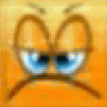 a pixelated image of a cartoon face with tears running down its eyes