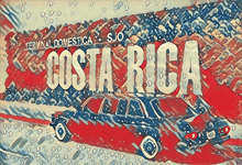 a painting of a car and the words costa rica on it