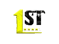 a yellow and black 1st logo with five stars