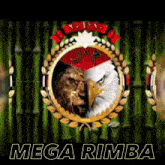 a picture of a lion and an eagle with the words mega rimba underneath it