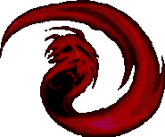 a cartoon drawing of a red swirl with a face on it on a white background .