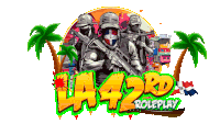 a logo for la 42rd roleplay shows a group of soldiers holding guns