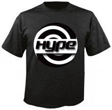 a black t-shirt with the word hype in a circle