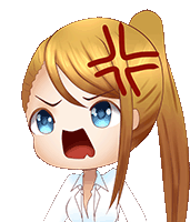 a cartoon girl with a ponytail has a very angry face