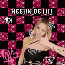 a picture of a girl with the name heejun de lil on it