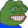 a green frog with big teeth and a blue shirt is smiling and crying .