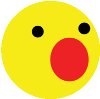 a yellow smiley face with a red circle in the middle