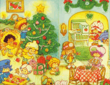 a strawberry shortcake christmas illustration with the number 21 on the wall