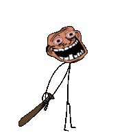 a cartoon of a troll holding a bat with his mouth open