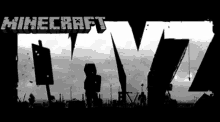 a black and white image of a minecraft game