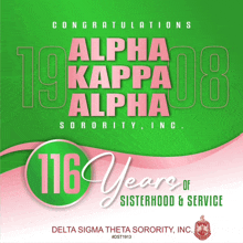 delta sigma theta sorority inc. congratulates alpha kappa alpha for 116 years of sisterhood & service