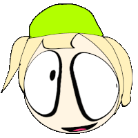 a cartoon drawing of a person wearing glasses and a green hat