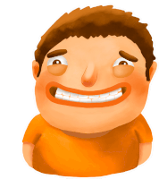 a cartoon of a man with braces on his teeth smiling