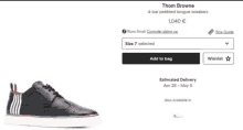 a thom browne 4 bar pebbled brogue sneakers is displayed on a website