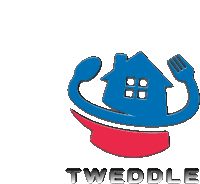 a logo for tweedle shows a house with a fork and spoon