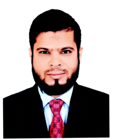 a man with a beard is wearing a black suit and a red tie