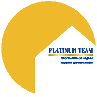 a yellow circle with the word platinum team in blue