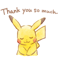 a drawing of a pikachu with the words thank you so much above it