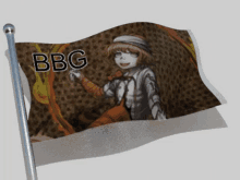 a flag that says bbg on it with a picture of a girl on it