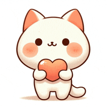 a cartoon cat holding a heart in its hands