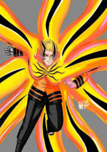 a drawing of a man in a yellow and black outfit with a lot of tentacles coming out of his body .