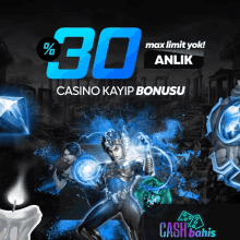 an advertisement for a casino that says 30 %