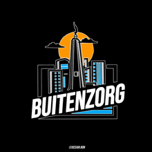 a black background with a city skyline and the words buitenzorg on it