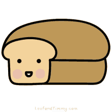 a cartoon drawing of a loaf of bread with a smile on it