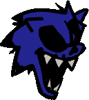 a drawing of a cartoon character with sharp teeth and a black background .